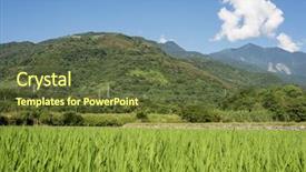  Presentation with green agriculture farm - Cool new theme with landscape of green paddy farm backdrop and a tawny brown colored foreground