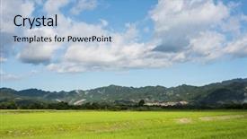  Presentation with farm - PPT layouts enhanced with landscape of green paddy farm background and a  colored foreground