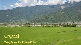  Presentation with green agriculture farm - Colorful theme enhanced with landscape of green paddy farm backdrop and a  colored foreground