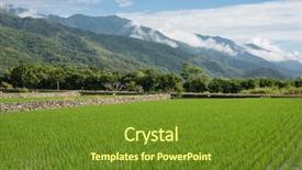  Presentation with scenery - Cool new slide set with landscape of green paddy farm backdrop and a  colored foreground