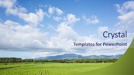  Presentation with farm - Colorful presentation design enhanced with landscape of green paddy farm backdrop and a  colored foreground