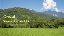  Presentation with farm - Presentation consisting of landscape of green paddy farm background and a tawny brown colored foreground