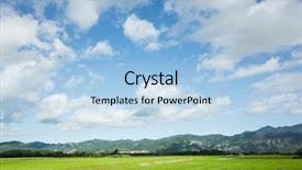  Presentation with farm - Colorful presentation enhanced with landscape of green paddy farm backdrop and a light blue colored foreground