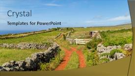  Presentation with pasture - Amazing presentation theme having landscape-of-green-pasture backdrop and a light blue colored foreground