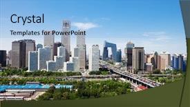  Presentation with singapore city landscape - Slide deck with bowl full of colorful tasty chocolate candies background and a coral colored foreground