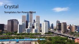  Presentation with singapore city landscape - Theme consisting of landscape of modern city beijing background and a  colored foreground