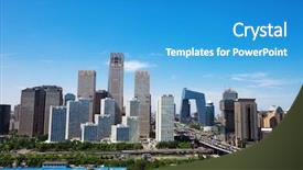  Presentation with singapore city landscape - Beautiful PPT theme featuring landscape of modern city beijing backdrop and a teal colored foreground
