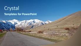  Presentation with mountains - Beautiful PPT theme featuring landscape of mountains roads backdrop and a ocean colored foreground