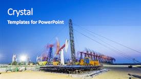  Presentation with oil platform - Presentation design having landscape of oil field background and a cobalt blue colored foreground
