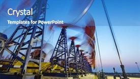  Presentation with oilfield - Presentation design featuring landscape of oilfield with pump background and a teal colored foreground
