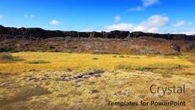  Presentation with iceland - Presentation design consisting of landscape-of-pingvellir-national-park background and a gold colored foreground