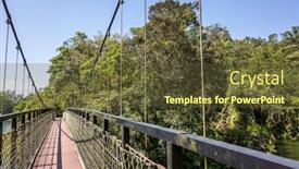  Presentation with suspension bridge - Presentation design with landscape-of-pond-with-suspension background and a tawny brown colored foreground