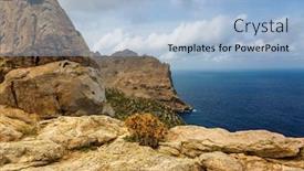  Presentation with gloomy - Colorful slides enhanced with landscape-of-rocky-coast-before backdrop and a light blue colored foreground