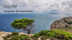 Presentation with storm - Presentation theme having landscape-of-rocky-coast-before background and a light blue colored foreground