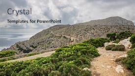  Presentation with gloomy - Amazing slides having landscape-of-rocky-coast-before backdrop and a light gray colored foreground