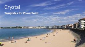  Presentation with luxury resort - PPT layouts consisting of landscape of saint-jean-de-luz france panoramic of luxury french balneological resort saint jean de luz aquitaine background and a teal colored foreground