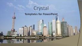  Presentation with shanghai - PPT layouts featuring landscape of shanghai with wooden floor background and a light blue colored foreground