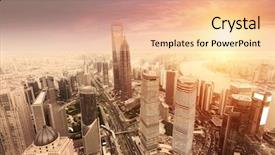  Presentation with shanghai - PPT theme consisting of landscape of shanghai background and a lemonade colored foreground