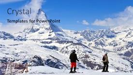  Presentation with ski - Cool new slides with ski and matterhorn peak logo backdrop and a teal colored foreground