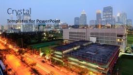  Presentation with skyscraper - Beautiful slides featuring landscape-of-skyscraper-in-bangkok backdrop and a light blue colored foreground