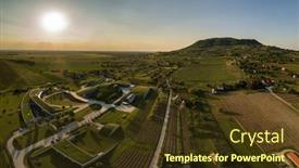  Presentation with hungary - Slide deck with landscape-of-somlo-wine-region background and a tawny brown colored foreground