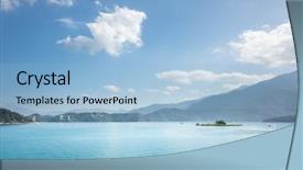  Presentation with sun stars moon - Presentation theme having landscape of sun moon lake background and a  colored foreground