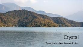  Presentation with sun stars moon - Presentation theme featuring landscape of sun moon lake background and a  colored foreground