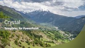  Presentation with green mountains - Presentation theme featuring landscape-of-the-majestic-caucasus background and a ocean colored foreground