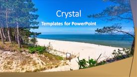  Presentation with summer - Slide set having landscape-of-the-summer-beach background and a teal colored foreground