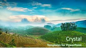  Presentation with kerala - Colorful PPT theme enhanced with landscape of the tea plantations backdrop and a tawny brown colored foreground