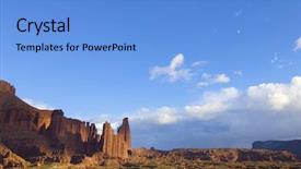  Presentation with fisher - Presentation design with landscape of the towers in the desert area known as fisher tower utah usa background and a light blue colored foreground