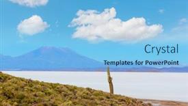  Presentation with salt - Presentation design featuring landscape-of-the-uyuni-salt background and a light blue colored foreground