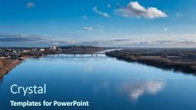  Presentation with poland - Presentation design consisting of landscape-of-the-vistula-river background and a ocean colored foreground