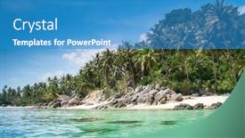  Presentation with tropical beach party - Presentation design enhanced with landscape of tropical island beach with perfect sky background and a teal colored foreground