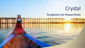  Presentation with landscape maintenance work - Presentation design featuring landscape of u bein bridge background and a sky blue colored foreground