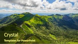  Presentation with volcanic eruption sopka klyuchevskoy volcano - Audience pleasing PPT theme consisting of landscape of volcanic mountains view backdrop and a tawny brown colored foreground