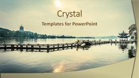  Presentation with long bridge - Beautiful PPT layouts featuring landscape of westlake long bridge backdrop and a  colored foreground