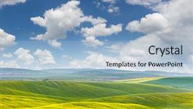  Presentation with yellow green - PPT layouts enhanced with landscape of yellow - green fields background and a light blue colored foreground