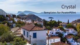 Presentation with sea - Cool new theme with landscape-on-hydra-island-aegean backdrop and a light blue colored foreground