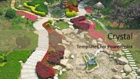  Presentation with design - Presentation with landscape outdoor garden design at dalian zoo china background and a coral colored foreground