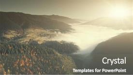  Presentation with eco friendly environment - Cool new PPT theme with landscape overview pine forestry highland backdrop and a gray colored foreground