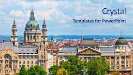  Presentation with urban buildings - PPT theme with landscape panorama with old building background and a light blue colored foreground