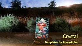  Presentation with painting old - Beautiful presentation theme featuring landscape photo of a painting backdrop and a tawny brown colored foreground