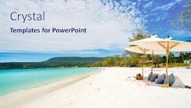  Presentation with white sand - Cool new presentation theme with landscape-photo-of-beautiful-white backdrop and a sky blue colored foreground