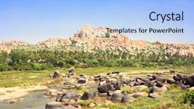  Presentation with hampi - Amazing slides having landscape river and stone hill area of hampi karnataka india backdrop and a light blue colored foreground