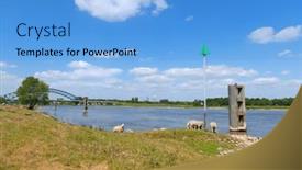  Presentation with landscape - Presentation having landscape-river-the-ijssel background and a light blue colored foreground