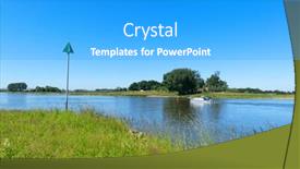  Presentation with boat river - Slide set enhanced with landscape-river-the-ijssel background and a light gray colored foreground