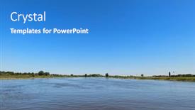  Presentation with boat river - Presentation theme consisting of landscape-river-the-ijssel background and a teal colored foreground