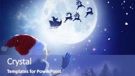  Presentation with happy new year - Presentation theme enhanced with landscape santa and his sleigh background and a teal colored foreground