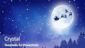  Presentation with happy new year - PPT theme enhanced with landscape santa and his sleigh background and a teal colored foreground